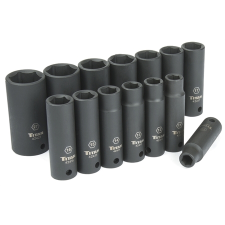 TITAN Â® 14-Piece 1/2 in. Drive Metric Deep Impact Socket Set 42404